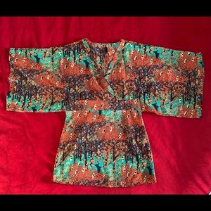 VERO MODA Kimono Sleeve Forest 3/4 Mini Dress